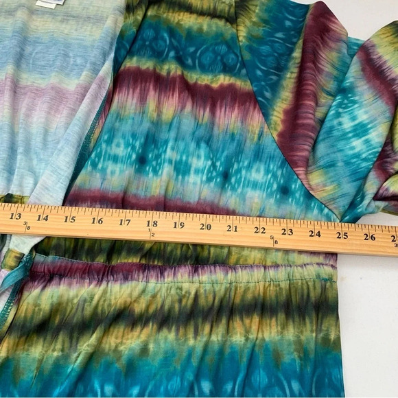 Womans Coverup 3X Tie Cinched Waist Lightweight Short Flare Sleeve Above Knee - Picture 11 of 12